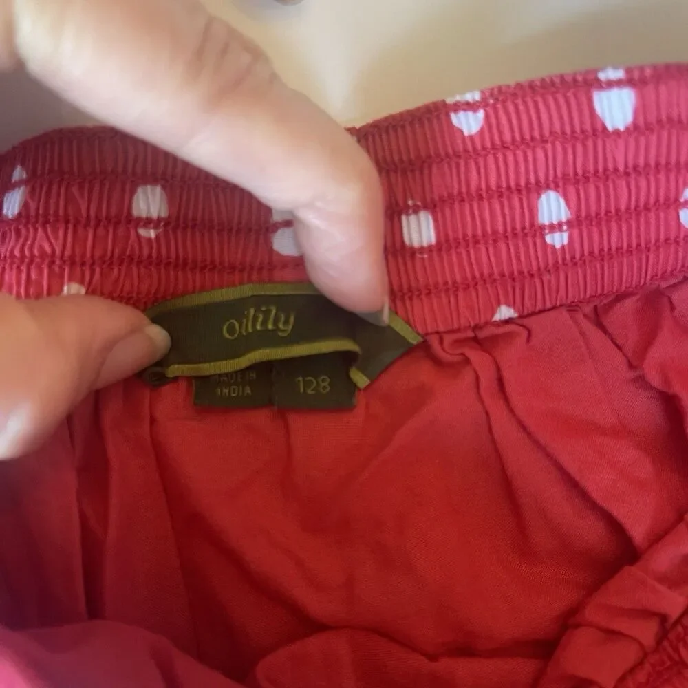 Oilily Girls Red White Polka Dot Ruffle Twirl Skirt Sz 128 Euro Boutique Disney